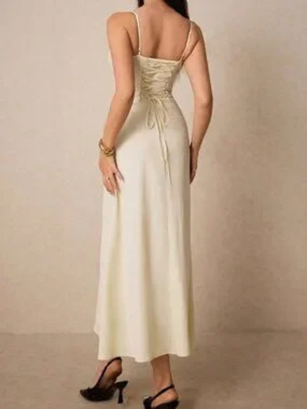 ZARA Apricot Chic Women's Maxi Dress with Sweetheart Neckline - Picture 2 of 7
